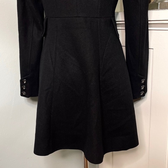 Via Spiga Black Wool Fit & Flare Skating Peacoat Dressy Winter Pea Coat XS 2 - Picture 8 of 10